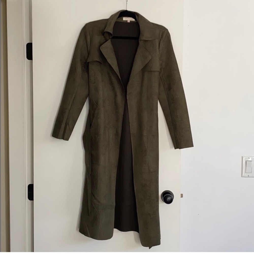 Faux Suede Trench